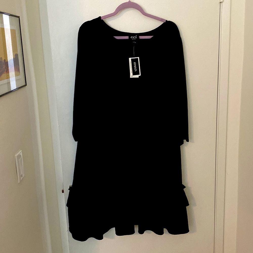 Black Eci Cocktail Dress with Ruffle Detail